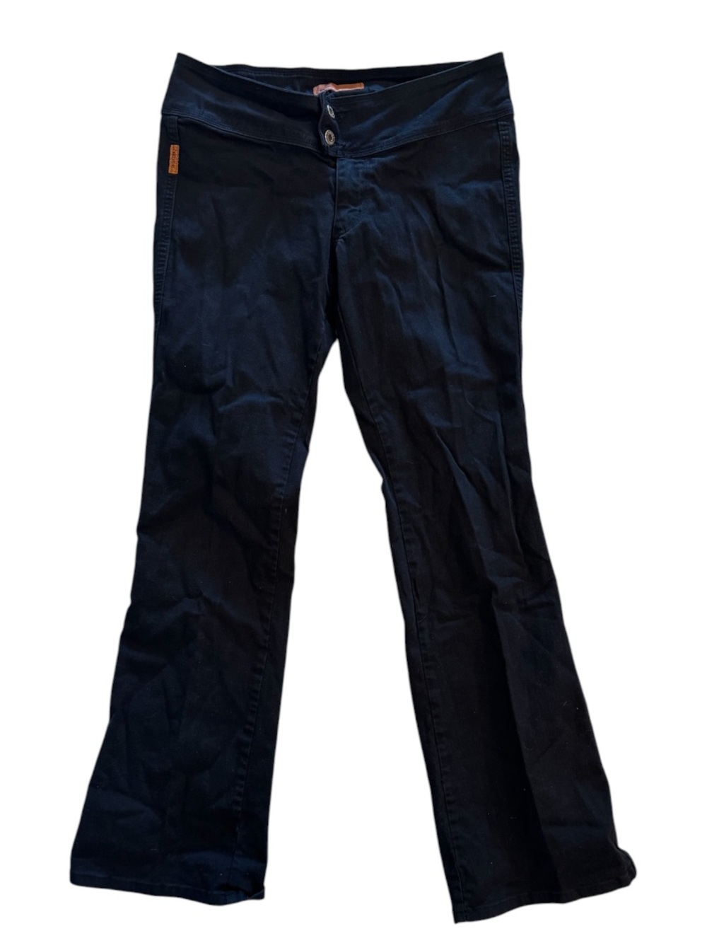 Vintage Y2K Hammer Jeans Black Flared Low Rise Double Button Pants Size 13